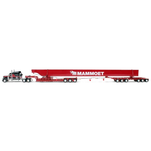 1/64 First Gear Peterbilt® Model 379 with 70” Mid-Roof Sleeper & Fontaine® Magnitude™ Lowboy   with Bunk & ERMC 6-Axle Hydra Steer with Bridge Beam Section Load Mammoet New Beam Load Diecast Car Model