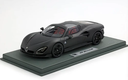 1/18 BBR Alfa Romeo 33 Stradale (Matte Carbon Black) Car Model with Red Leather Case Limited 34 Pieces