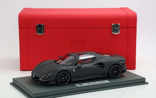 1/18 BBR Alfa Romeo 33 Stradale (Matte Carbon Black) Car Model with Red Leather Case Limited 34 Pieces