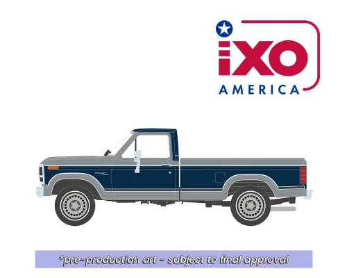 1/64 Ixo 1980 Ford F-150 Ranger XLT Short Bed (Silver Metallic & Midnight Blue Metallic) Diecast Car Model