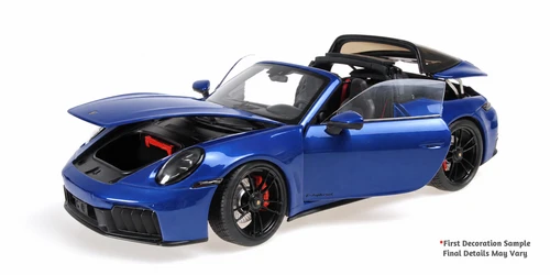 1/18 Minichamps 2025 Porsche 911 (992.2) Targa 4 GTS (Blue Metallic) Diecast Car Model with Working Movable Top