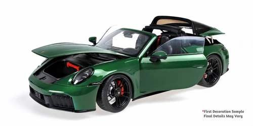1/18 Minichamps 2025 Porsche 911 (992.2) Targa 4 GTS (Green Metallic) Diecast Car Model with Working Movable Top