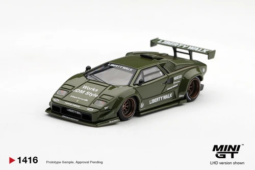 1/64 Mini GT Lamborghini Countach LB-WORKS (Army Green) Diecast Car Model