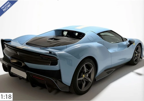 1/18 BBR Ferrari 296 Speciale (Azzurro La Plata Blue with Italian Stripe) Car Model