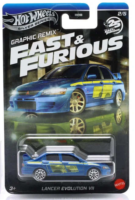 1/64 Hot Wheels Mitsubishi Lancer Evo VII Fast & Furious Graphic Remix Diecast Car Model