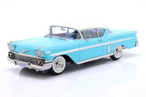 1/18 KK-Scale 1958 Chevrolet Bel Air Impala Sport Coupe (Turquoise Blue & White) Diecast Car Model