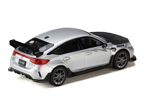 Honda Civic Type R (FL5) RHD (Right Hand Drive) Matt Silver Metallic with Carbon Hood "MUGEN Group B" (2025) "JDM64" Series 1/64 Diecast Model Car by Hobby Japan