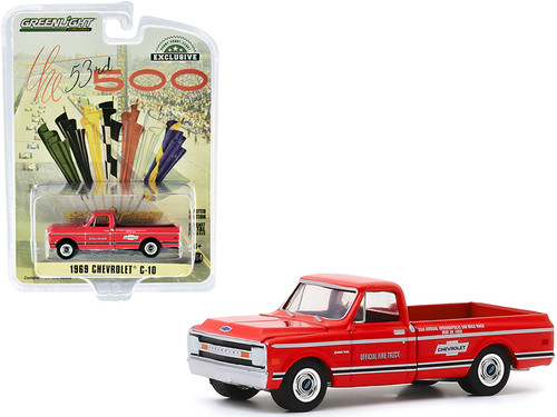 1969 Chevrolet C-10 Fire Pickup Truck Red "53rd Annual Indianapolis 500 Mile Race" Official Fire Truck "Hobby Exclusive" 1/64 Diecast Model Car by Greenlight