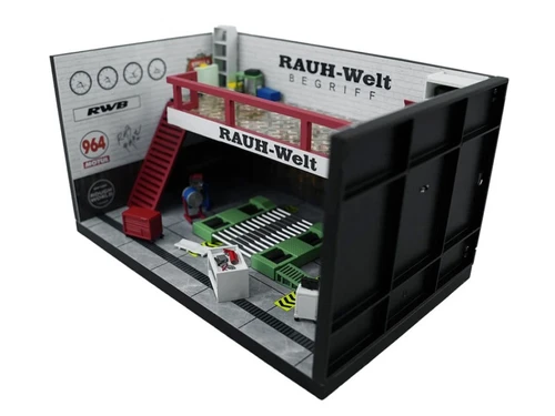 "RWB" Garage Diorama White with Accessories 1/64 Model by MotorHelix