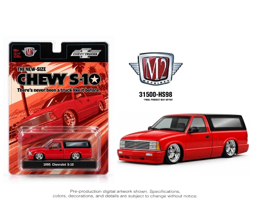 1/64 M2 Machines 1995 Chevrolet S10 with Camper Shell Special Edition (Red) Diecast Car Model