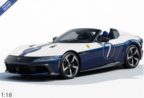 1/18 BBR Ferrari 12Cilindri Spider #7 (Blu Nart Blue & Bianco Avus Livery) Car Model