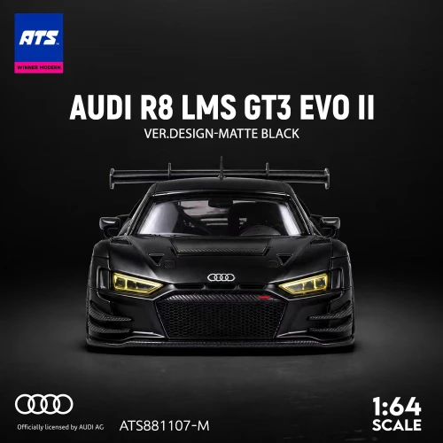 1/64 ATS & WM Audi R8 LMS GT3 EVO II Ver. Design (Matte Black) Diecast CDar Model