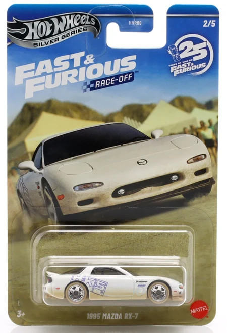 1/64 Hot Wheels Mazda RX-7 1995 Fast & Furious Race Off (White) Diecast Car Model