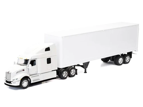 Peterbilt 579 Truck White with Dry Goods Trailer White "Long Haul Truckers" Series 1/32 Diecast Model by New Ray