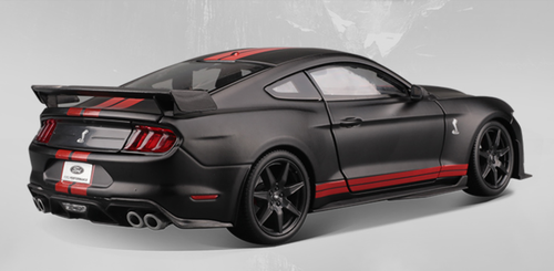 1/18 2020 Ford Mustang Shelby GT500 (Matte Black with Red Stripe) Diecast Car Model