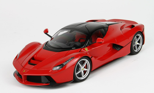 1/18 BBR Ferrari LaFerrari (Rosso Corsa 322 Red with Gloss Black Roof and Silver Rims) Fully Open Diecast Car Model