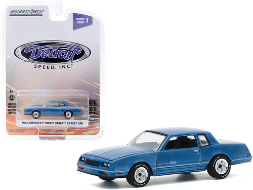 1984 Chevrolet Monte Carlo SS Test Car Blue with Chrome Wheels "Detroit Speed Inc." Series 1 1/64 Diecast Model Car by Greenlight