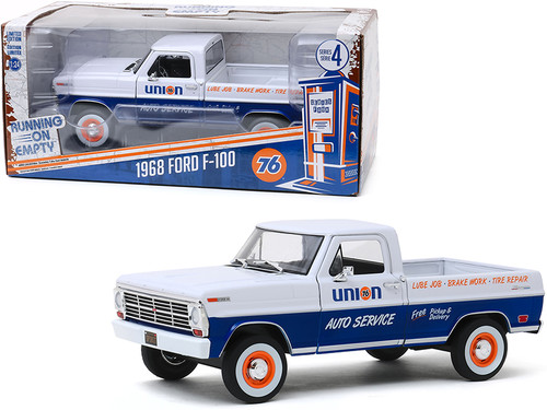 1968 Ford F-100 Pickup Truck White and Blue "Union 76 Auto Service" "Running on Empty" Series 4 1/24 Diecast Model Car by Greenlight