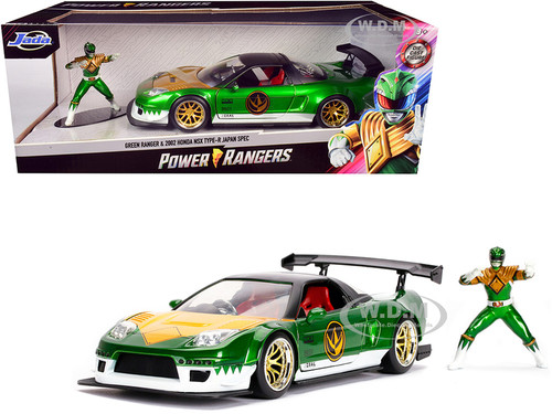2002 Honda NSX Type-R Japan Spec and Green Ranger Diecast Figurine "Power Rangers" 1/24 Diecast Model Car by Jada