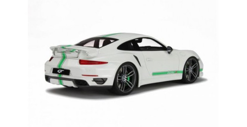 1/18 GT Spirit GTSpirit 2015 Porsche 911 991 TURBO S TECHART 620hp (White w/ Green Stripe) Resin Car Model