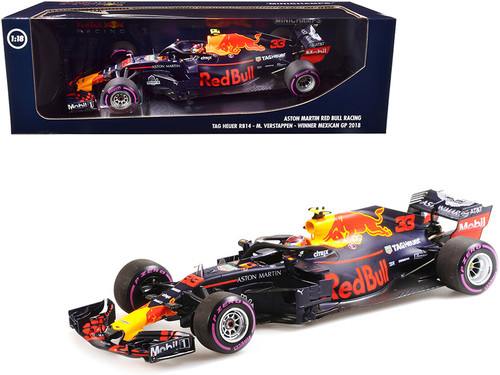 Aston Martin Red Bull Racing Tag Heuer RB14 #33 Max Verstappen Winner Formula One F1 Mexican GP (2018) Limited Edition to 504 pieces Worldwide 1/18 Diecast Model Car by Minichamps
