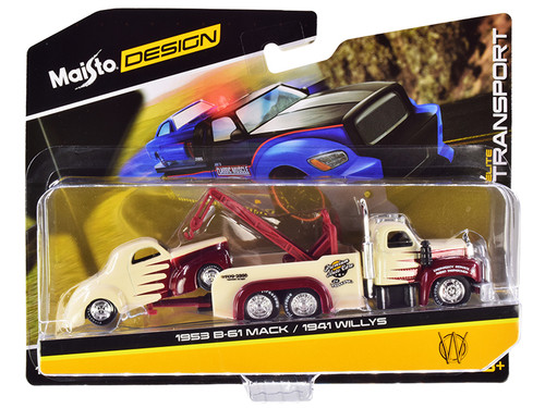 その他 q 1953 Mack B-61 Tow Truck and 1941 Willys Cream and Burgundy