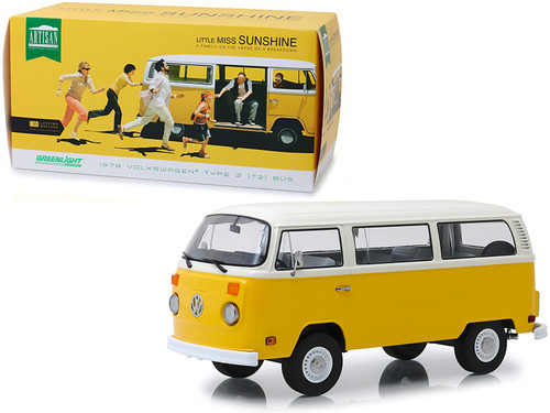 1978 Volkswagen Type 2 (T2) Bus Yellow with White Top "Little Miss Sunshine" (2006) Movie 1/18 Diecast Model by Greenlight