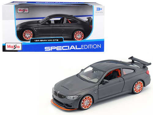 BMW M4 GTS Gray with Carbon Top and Orange Wheels 1/24 Diecast