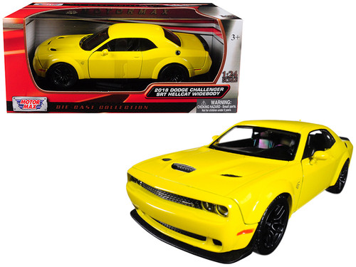 1/24 Motormax 2018 Dodge Challenger SRT Hellcat Widebody Yellow Diecast Car Model