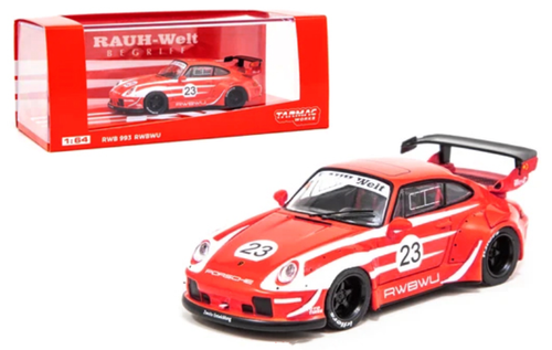1/64 Tarmac Works Porsche 911 RWB 993 RWBWU #23 (Red with white striping) Diecast Car Model
