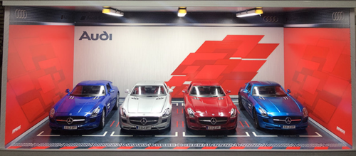 1/18 Audi Theme 4 Car Garage Parking Scene w/ Lights (car model not included)