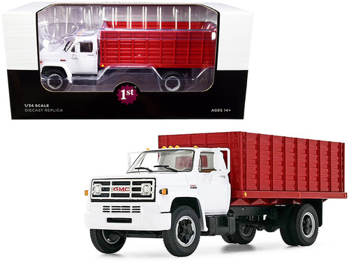 GMC 6500 Grain Truck White and Red 1/34 Diecast Model by First Gear