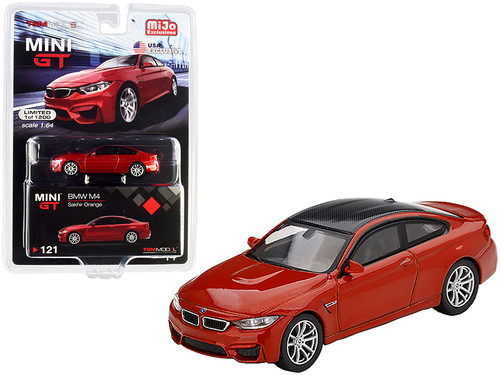 BMW M4 (F82) Sakhir Orange with Carbon Top Limited Edition to 1200 pieces Worldwide 1/64 Diecast Model Car by True Scale Miniatures