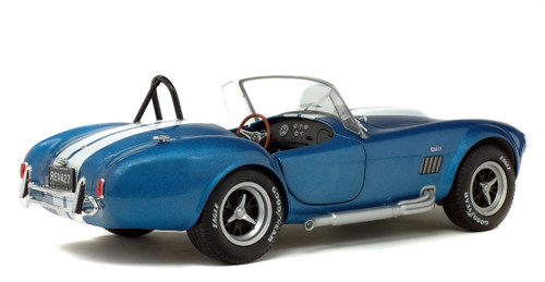 1965 Shelby Cobra A/C 427 MKII Blue Metallic with White Stripes 1/18 Diecast Model Car by Solido