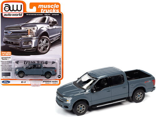 2019 Ford F-150 Lariat Pickup Truck Abyss Gray "Muscle Trucks" Limited Edition to 10816 pieces Worldwide 1/64 Diecast Model Car by Autoworld