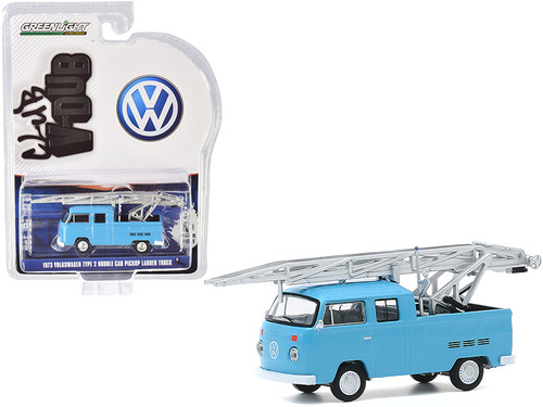 1973 Volkswagen Type 2 Double Cab Pickup Ladder Truck Light Blue "Club Vee V-Dub" Series 11 1/64 Diecast Model Car by Greenlight