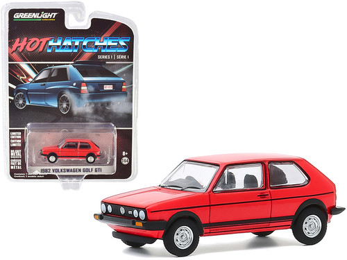 1982 Volkswagen Golf GTI Red with Black Stripes "Hot Hatches" Series 1 1/64 Diecast Model Car by Greenlight