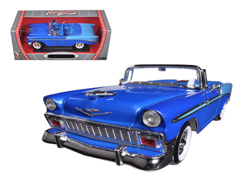 1/18 Road Signature 1956 Chevrolet Bel Air Convertible (Dark Blue Metallic and Light Blue) Diecast Car Model