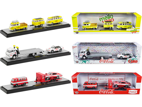 Auto Haulers "Coca-Cola and Mello Yello" Set of 3 pieces Limited Edition to 5250 pieces Worldwide 1/64 Diecast Models by M2 Machines