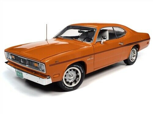 1/18 Auto World 1970 Plymouth Duster 340 Two-Door Coupe EK2 Vitamin C Orange with Black Stripes and White Interior "Class of 1970" Diecast Car Model