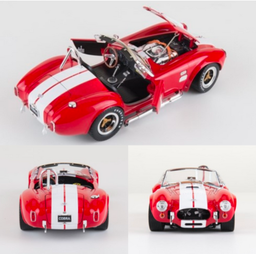 1/18 Shelby Collectibles 1965 Shelby Cobra 427 S/C (Red with White Stripes with Printed Carroll Shelby's Signature on the Trunk) Diecast Car Model