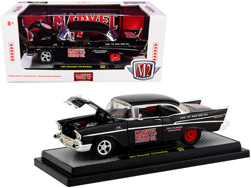 1957 Chevrolet 210 Hardtop "Marvel Mystery Oil" Black Limited Edition to 7000 pieces Worldwide 1/24 Diecast Model Car by M2 Machines