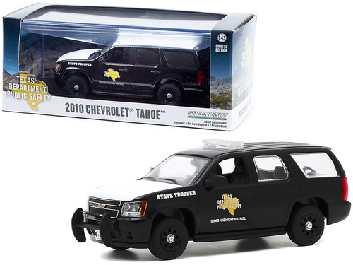 2010 Chevrolet Tahoe Black with White Hood "Texas Highway Patrol State Trooper" 1/43 Diecast Model Car by Greenlight