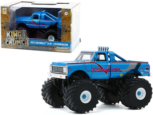 1972 Chevrolet K-10 Monster Truck with 66-Inch Tires "ExTerminator" Blue "Kings of Crunch" 1/43 Diecast Model Car by Greenlight