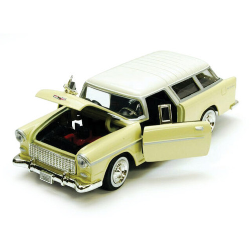 1955 Chevrolet Bel Air Nomad - Timeless Legends - Yellow with white top - 1/24 Diecast Model Car by Motormax