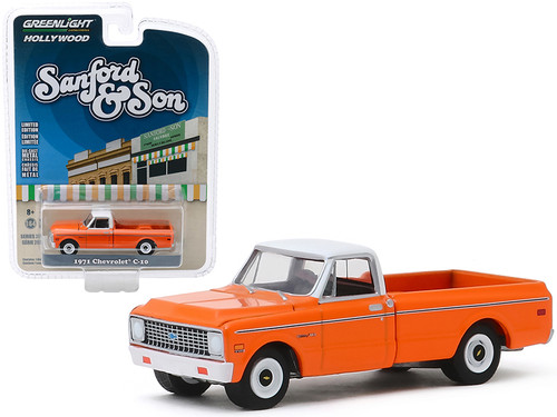 1971 Chevrolet C-10 Pickup Truck Orange with White Top "Sanford and Son" (1972-1977) TV Series "Hollywood Series" Release 26 1/64 Diecast Model Car by Greenlight