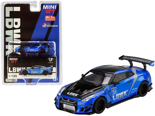 ミニカー minigt nissan gt-r R35 llic blue MINI GT 4 LB WORKS Nissan GT-R (R35) Light Blue Type 1, Rear