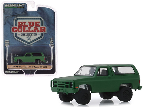 1988 Chevrolet K5 Blazer M1009 Commercial Utility Cargo Vehicle (CUCV) Matt Green "Blue Collar Collection" Series 6 1/64 Diecast Model Car by Greenlight