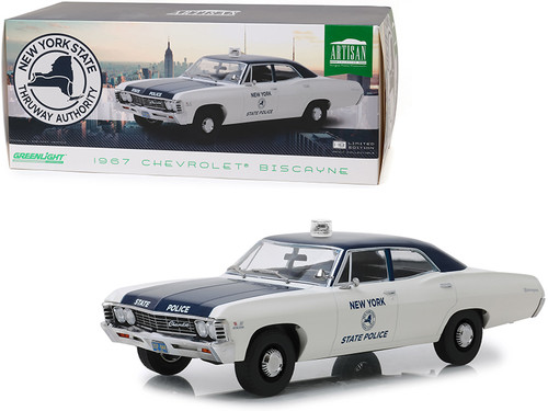 1967 Chevrolet Biscayne Cream and Blue "New York State Police" 1/18 Diecast Model Car by Greenlight