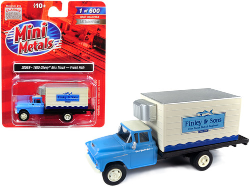 1955 Chevrolet Refrigerated Reefer Box Truck "Finley & Sons" (Fresh Fish) 1/87 (HO) Scale Model by Classic Metal Works